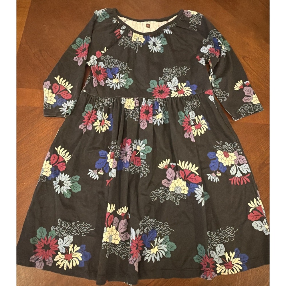 Tea Collection Kata Babydoll Floral Dress Black Size 7